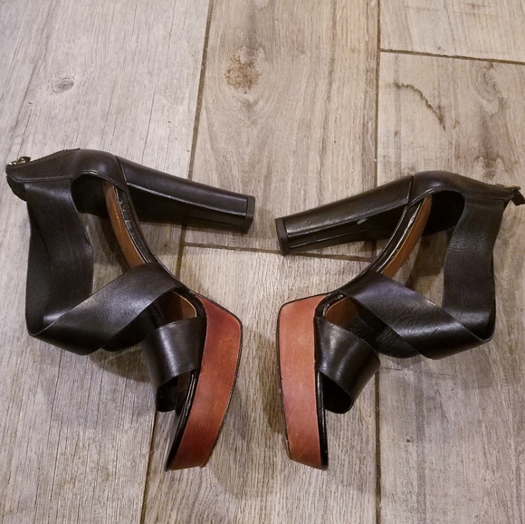 Halogen Black leather strappy platform heels 6.5 - Picture 4 of 7